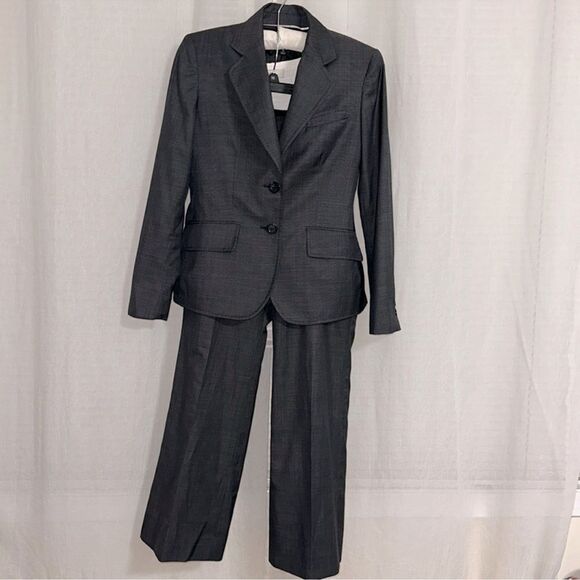 Anne Klein 4P Gray Wool Blend Proffesional Blazer Pant Suit - Picture 1 of 16